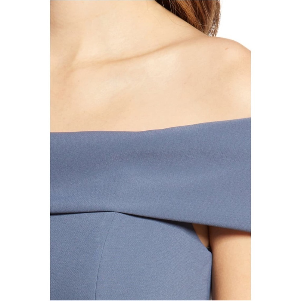 Dessy Collection Off the Shoulder Crepe Gown - Picture 2 of 5